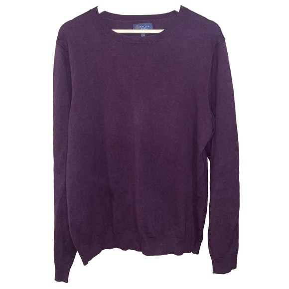 Wallin & Bros. Cotton Cashmere Blend Maroon Long Sleeve Pullover Sweater, Large - Picture 1 of 7